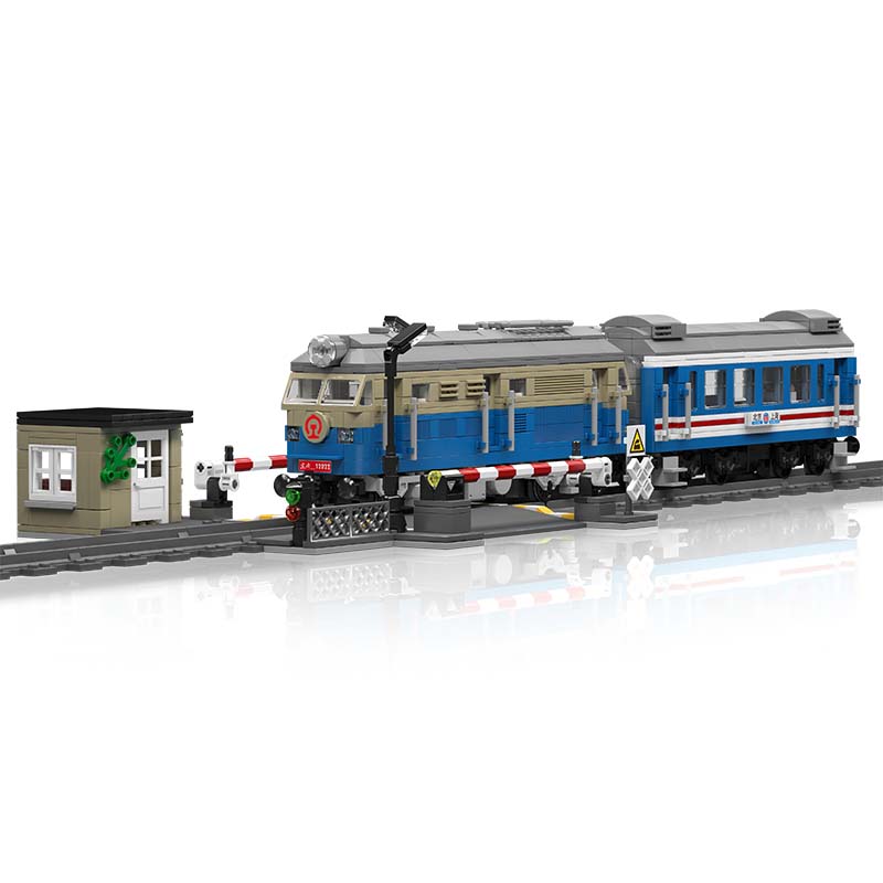 Blaue Diesel Lokomotive aus Klemmbausteinen
