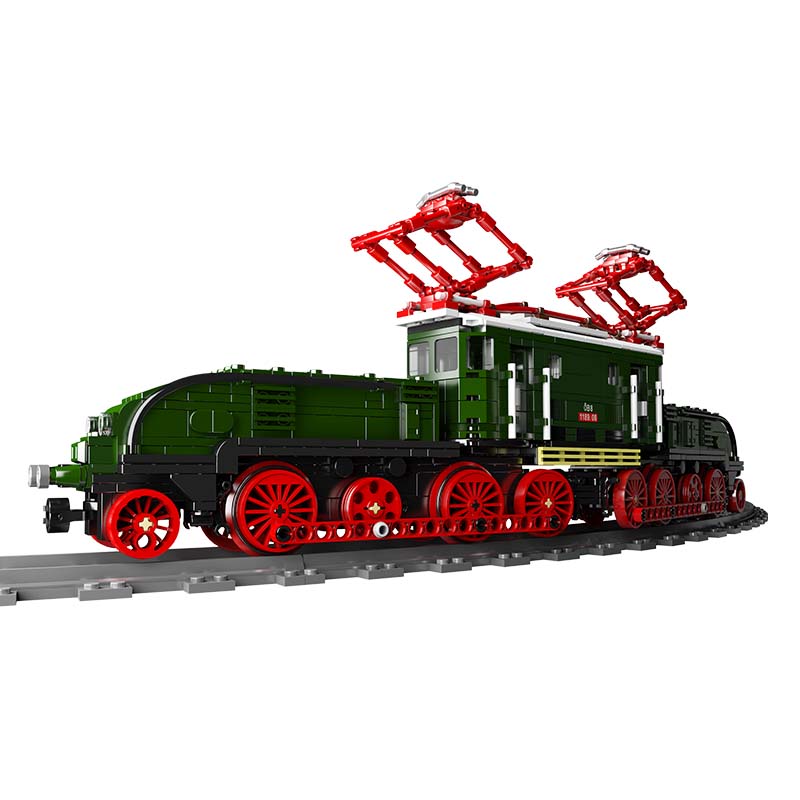 Grüne Elektro Lokomotive aus Klemmbausteinen