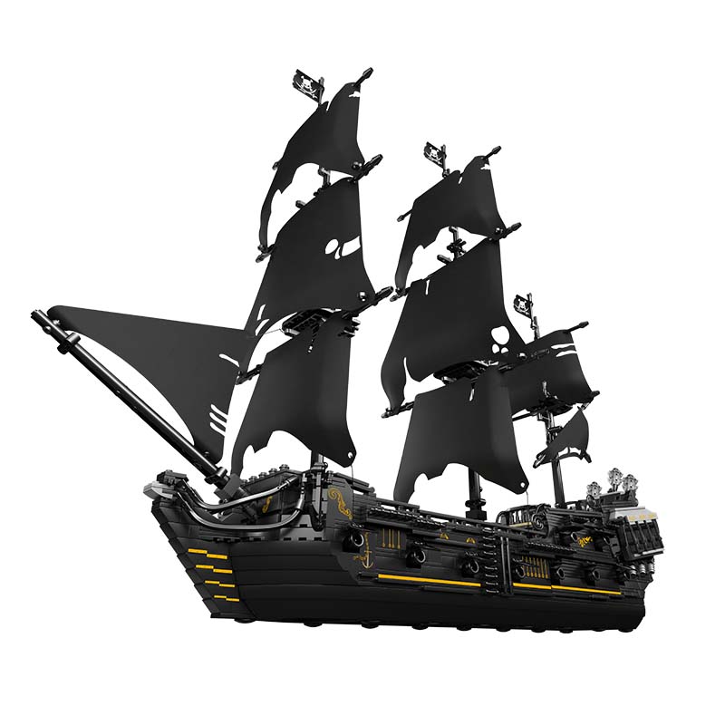 Schwarzes Piratenschiff aus Klemmbausteinen