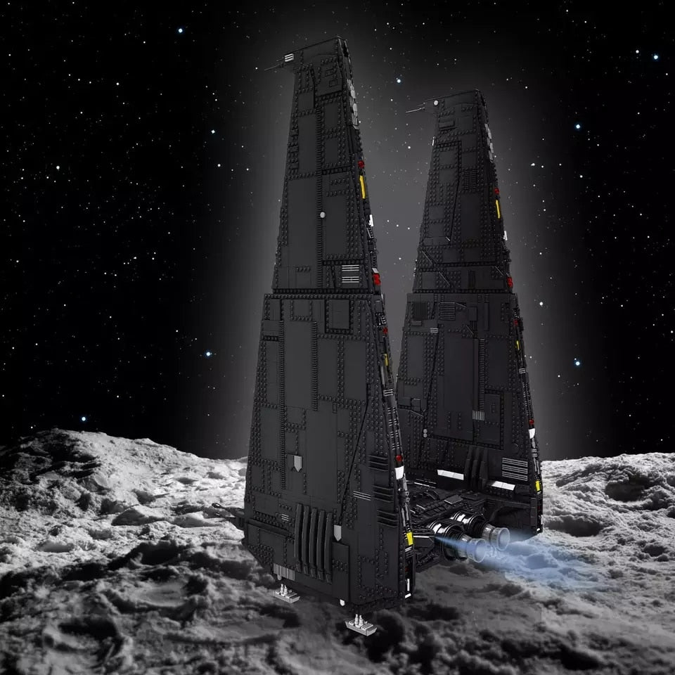 Schwarzes Weltraumshuttle auf Planeten