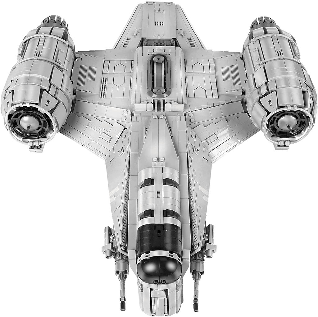 Graues Klemmbaustein Weltraumschiff von oben