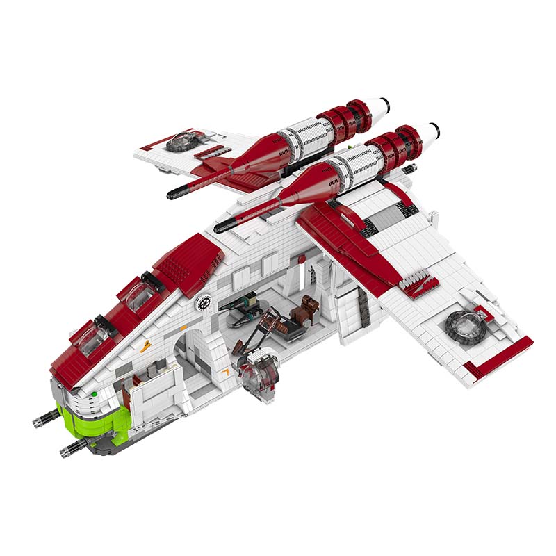 Weltraumschiff weiß rot aus Klemmbausteinen