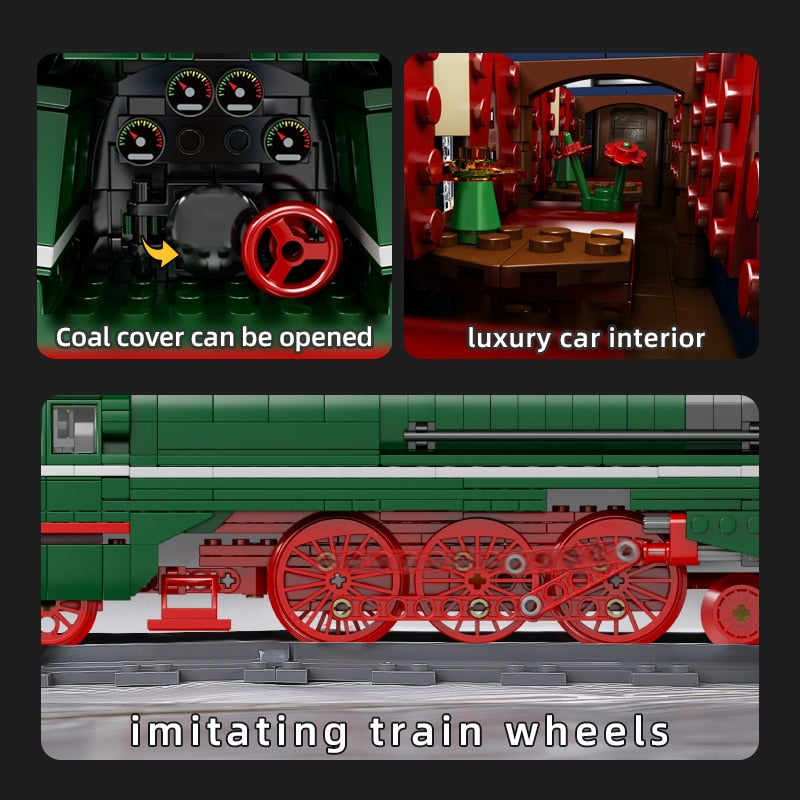 Grüne Klemmbaustein Lokomotive Details