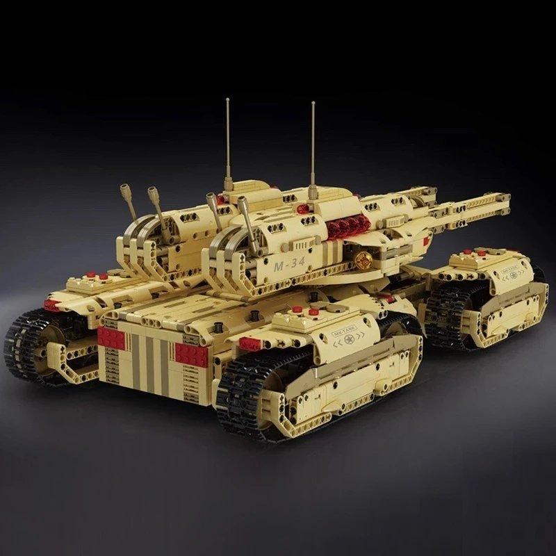 Klemmbaustein Panzer in beige von hinten