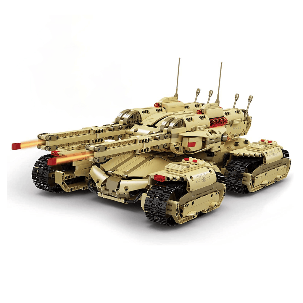 Klemmbaustein Panzer in beige von vorne